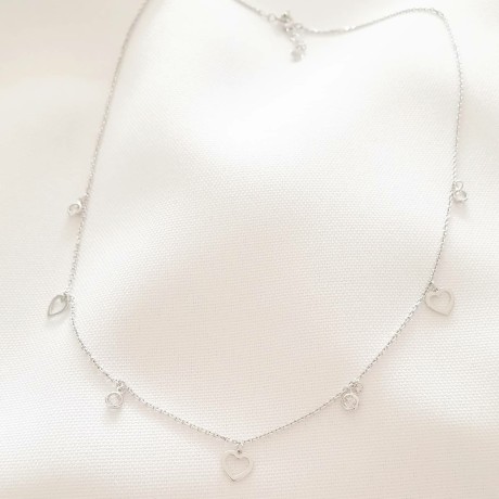 Przejdź do produktu Naszyjnik srebrny VERONA z sercami i kryształkami 