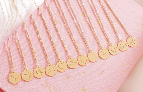 Przejdź do produktu Naszyjnik srebrny KONSTELACJE ZNAKÓW ZODIAKU - pozłacany