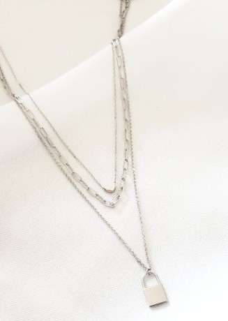 Przejdź do produktu Naszyjnik srebrny POTRÓJNY Z SERCEM I KŁÓDKĄ