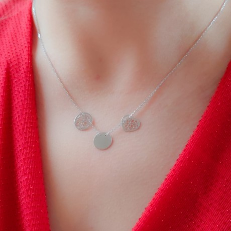 Przejdź do produktu Naszyjnik srebrny z trzema elementami 