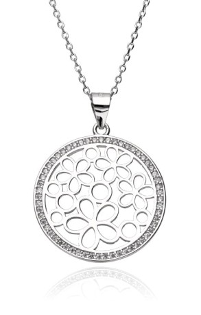 Przejdź do produktu Naszyjnik srebrny z z kwiatkami i cyrkoniami FLORA