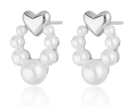 Przejdź do produktu Kolczyki srebrne perły z sercem DOLCE