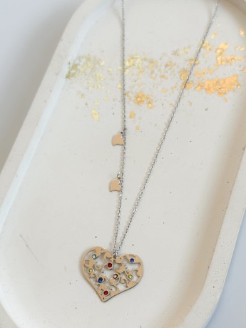 Przejdź do produktu Naszyjnik srebrny z sercem AMORE