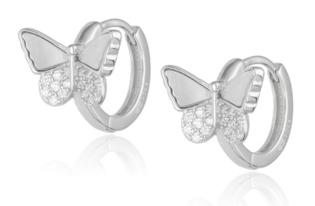 Przejdź do produktu Kolczyki srebrne motylki z masą perłową ELYTRA