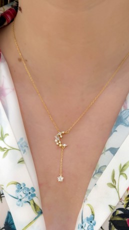 Przejdź do produktu Naszyjnik srebrny księżyc MOON CRYSTAL - pozłacany
