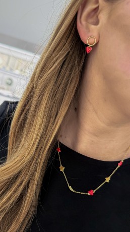 Przejdź do produktu Naszyjnik srebrny serca z emalią VENUS - pozłacany