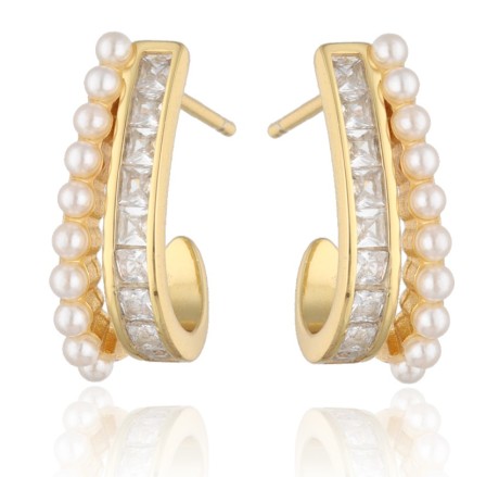 Przejdź do produktu Kolczyki srebrne z perłami LIRI - pozłacane 