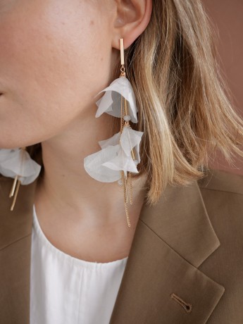 Przejdź do produktu Kolczyki jedwabne biel SAVI