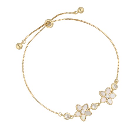 Przejdź do produktu Bransoletka srebrna kwiatki FLORI - pozłacana