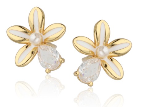 Przejdź do produktu Kolczyki srebrne kwiatki FLORI - pozłacane